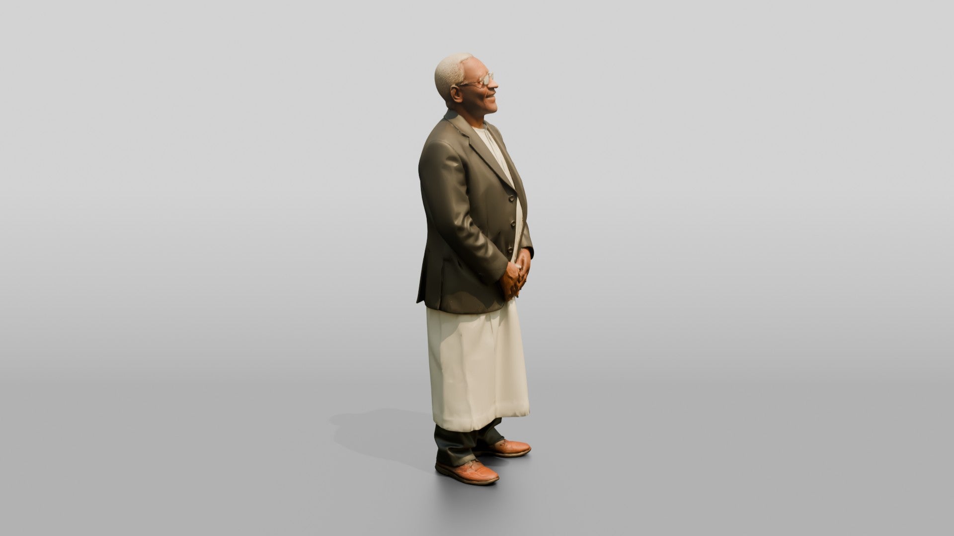 Elderly African Man in a Tweed Jacket Laughing