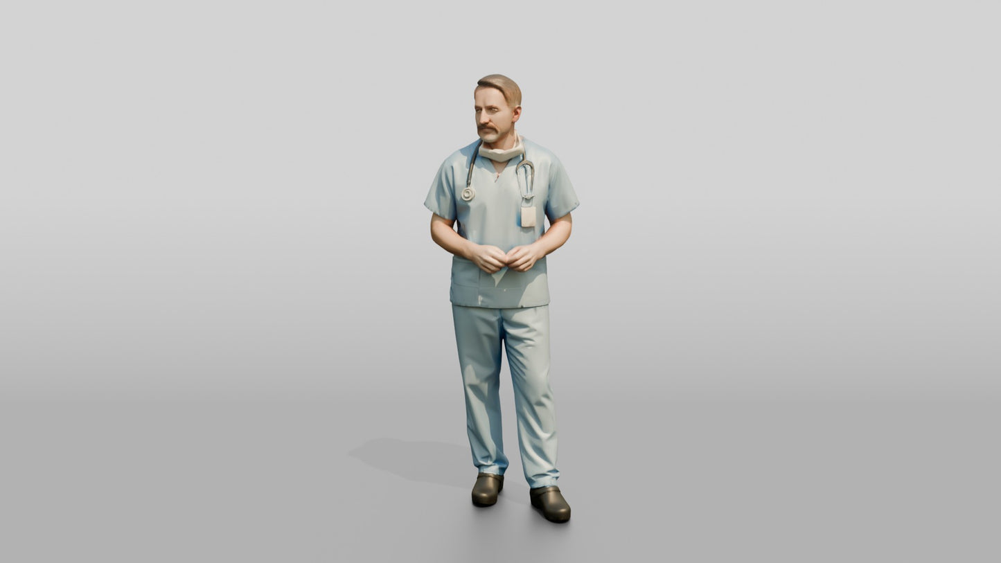Middle-Aged White Man Doctor Leaning