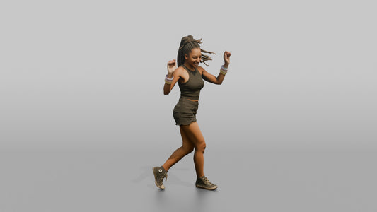 Patron Woman Dancing With Glow Bracelets On Both Wrists - 3D character model