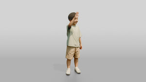 Smiling Boy Waving Hello - 3D character model, view 1