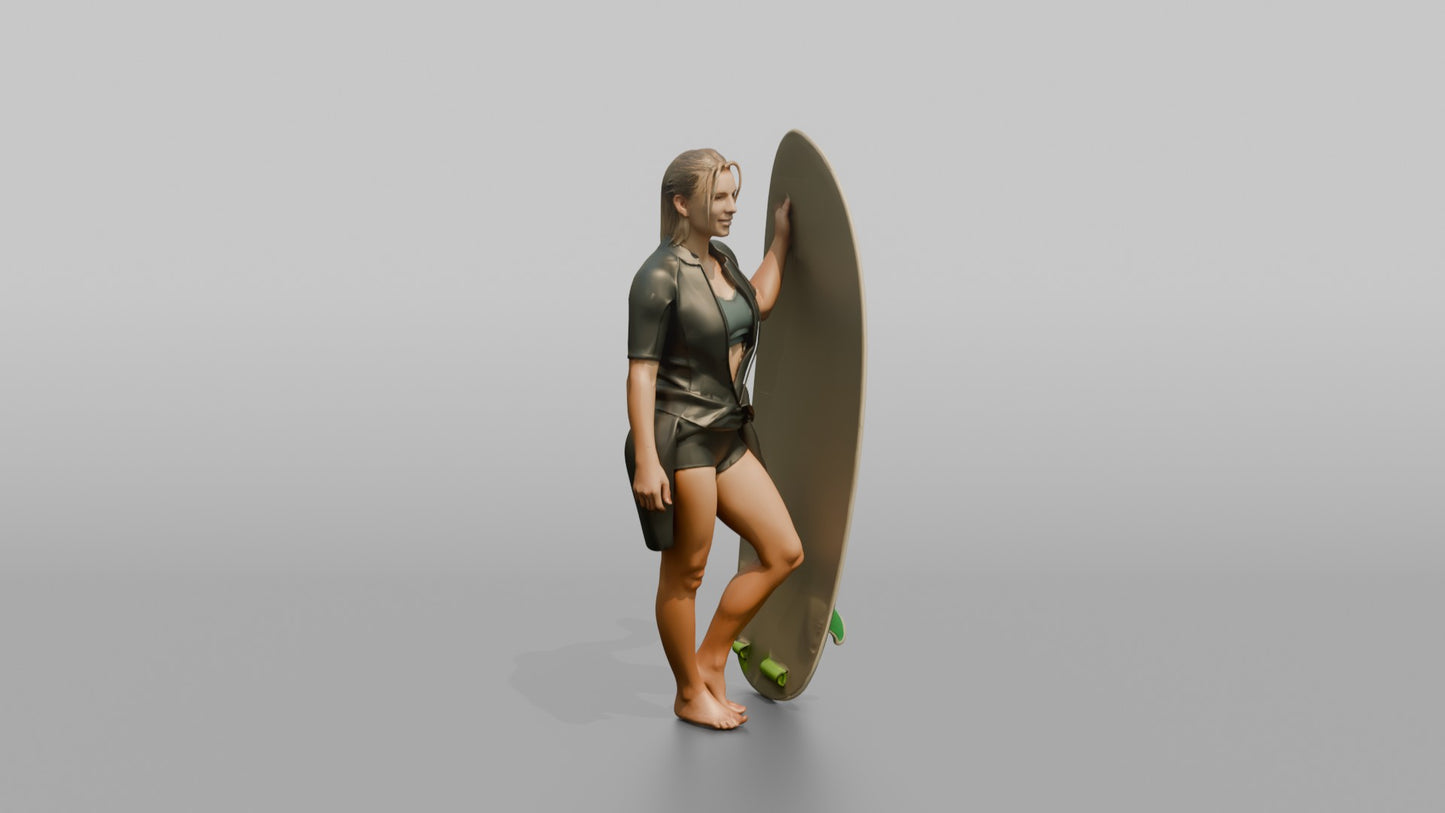 Surfer Posing with a Surfboard