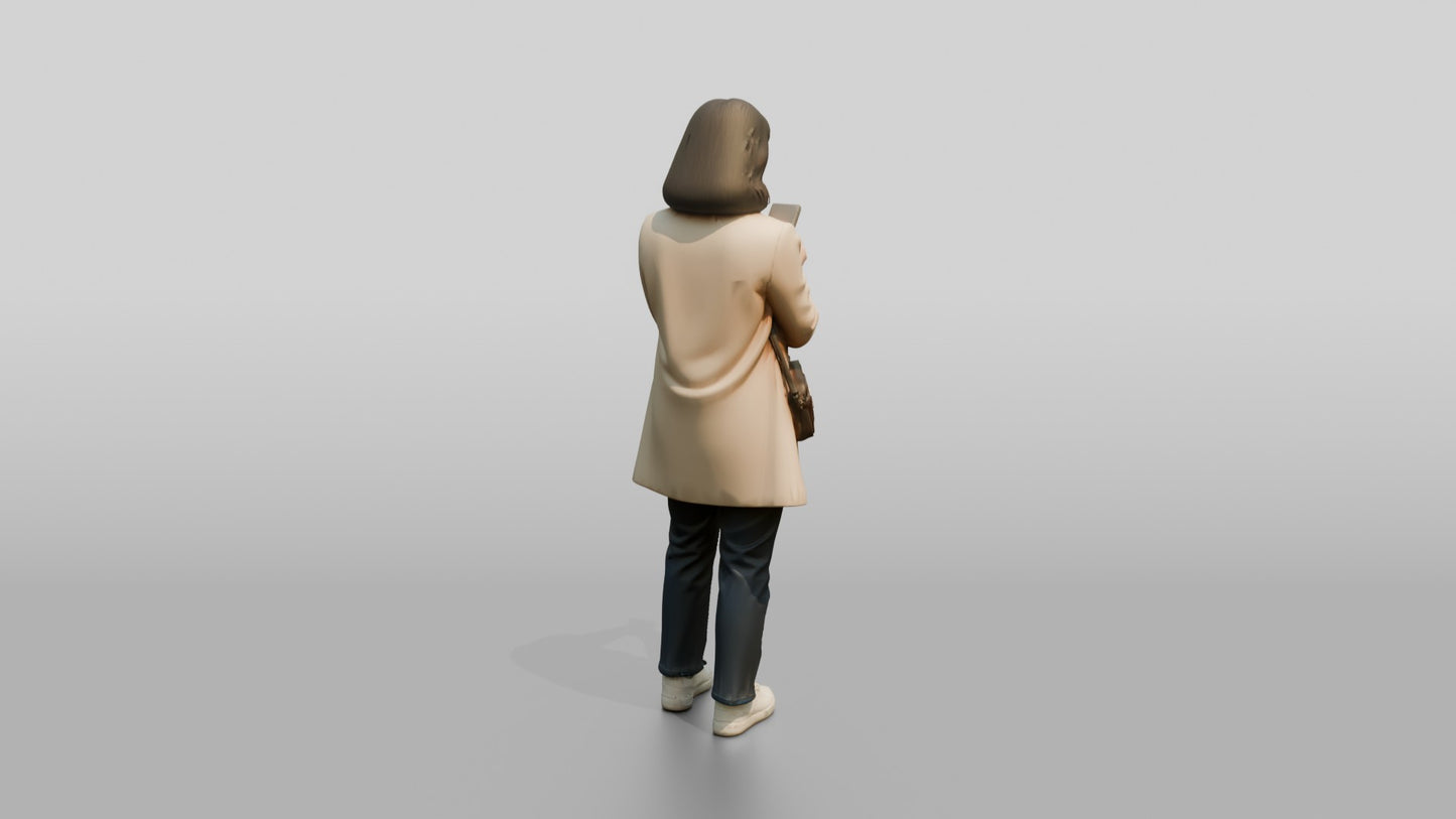 Woman Consulting Shopping Street Map