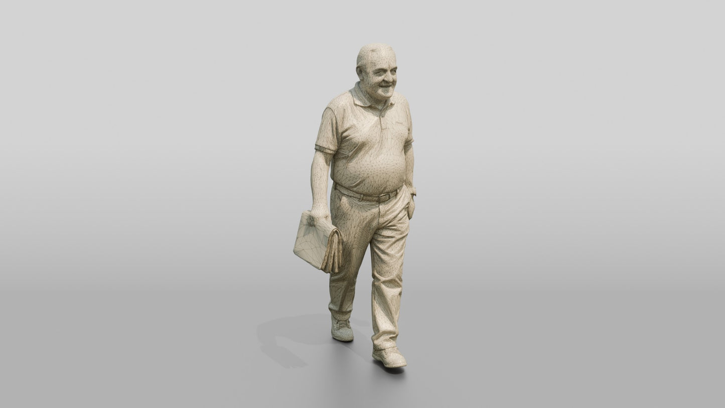 Elderly Plus-Size Italian Gentleman Holding a Newspaper