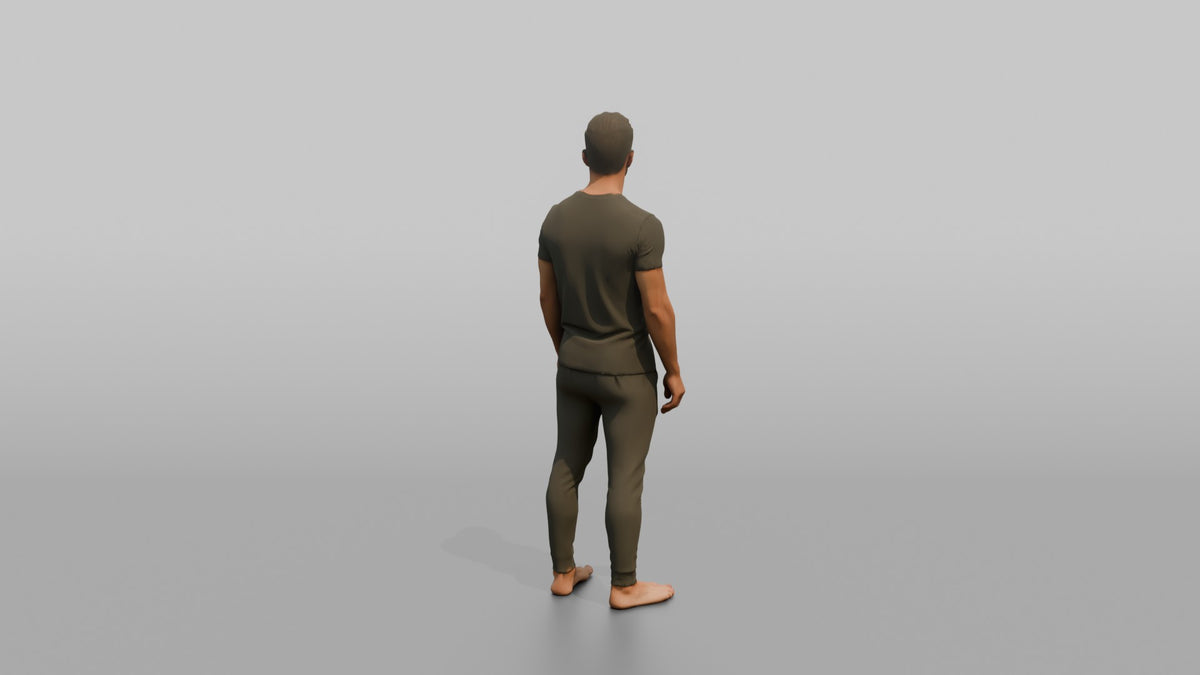 Fitness Influencer Man Standing Straight, Arms Relaxed At Sides - 3D character model, view 3