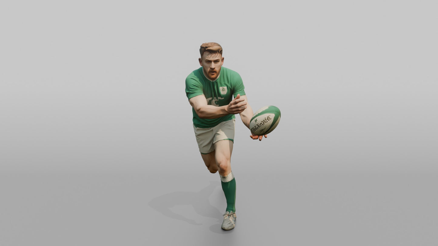 Irish Fly-Half Delivering a Rapid Spin Pass