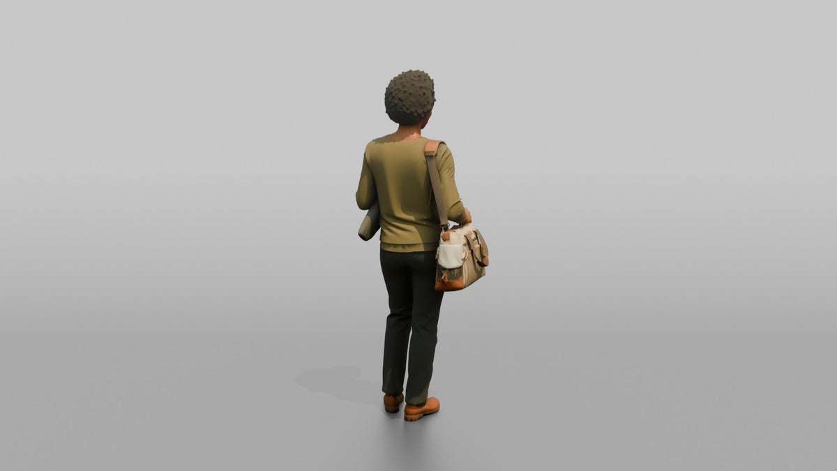 Mother Carrying A Diaper Bag Over One Shoulder - 3D character model, view 3