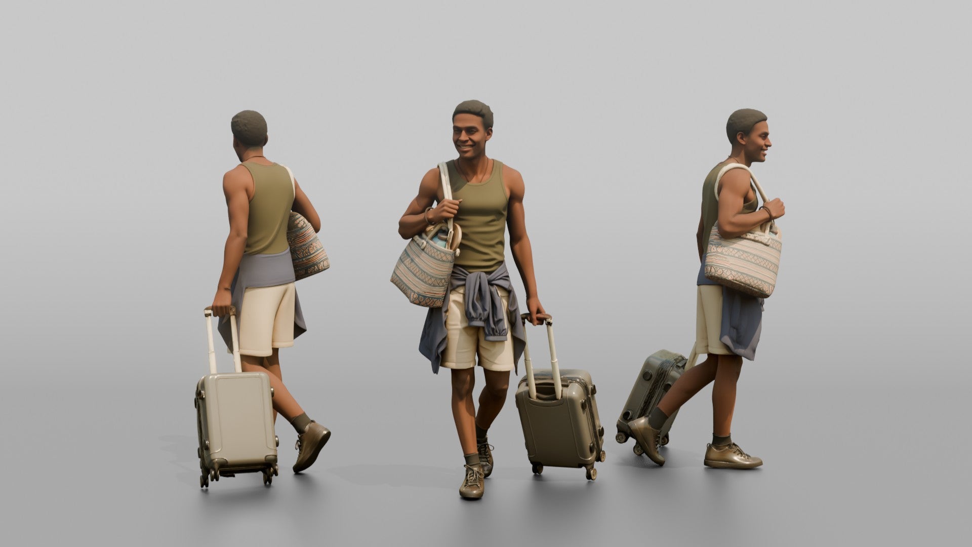 Traveler Carrying A Beach Bag