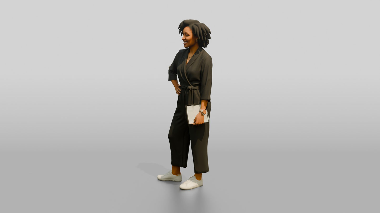 Woman with a Laptop and Hand on Hip