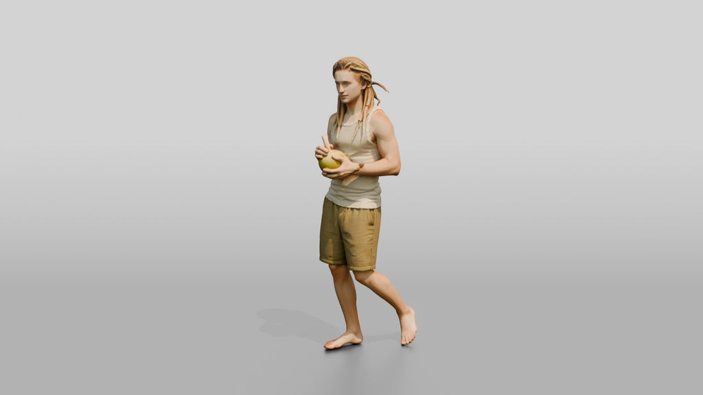 Man with a Coconut Drink