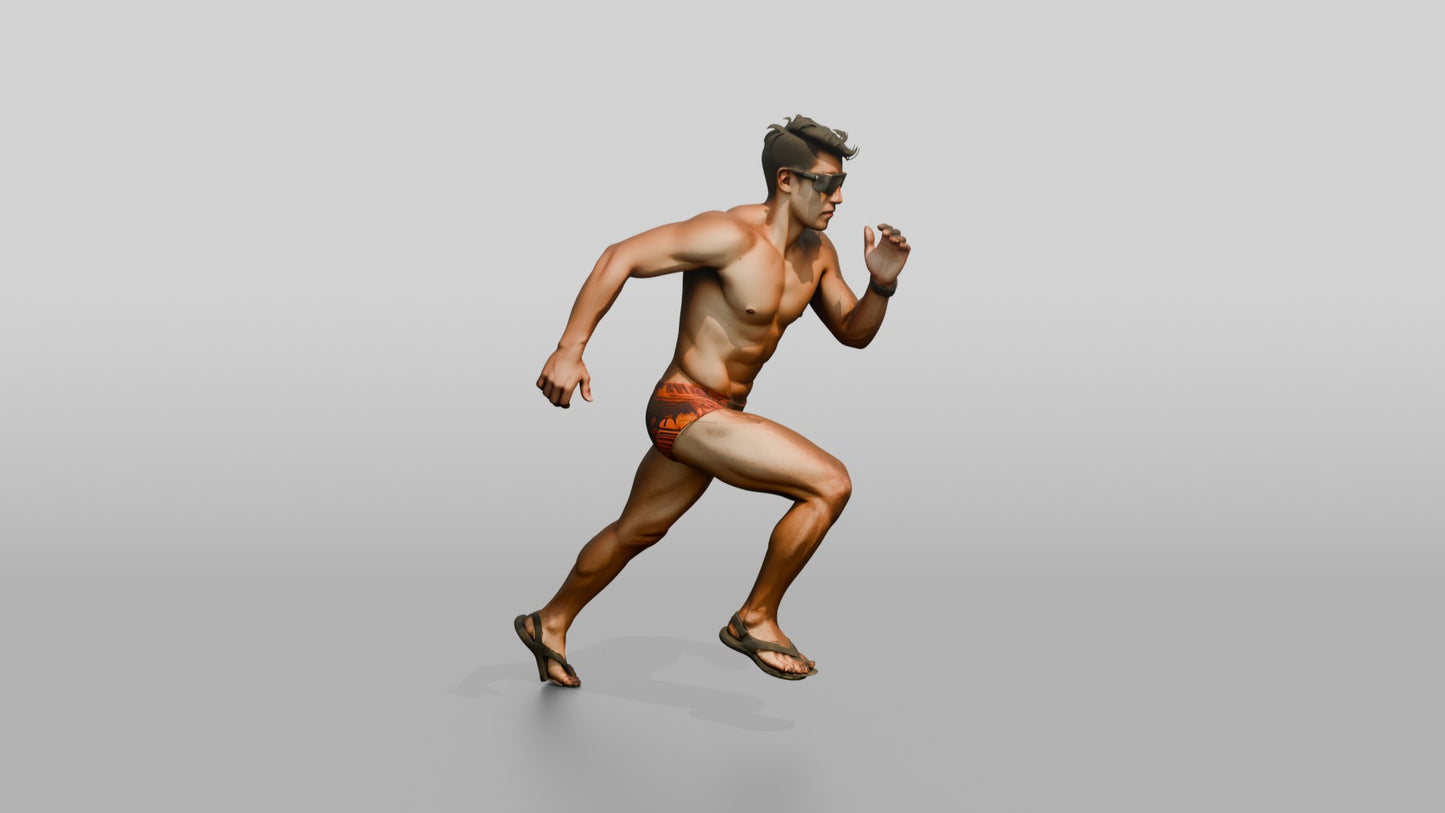 Latino Athlete in Powerful Beach Run