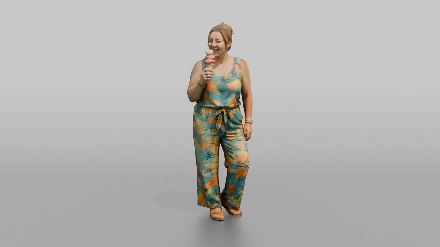 Vacationer Wearing Colorful Summer Jumpsuit