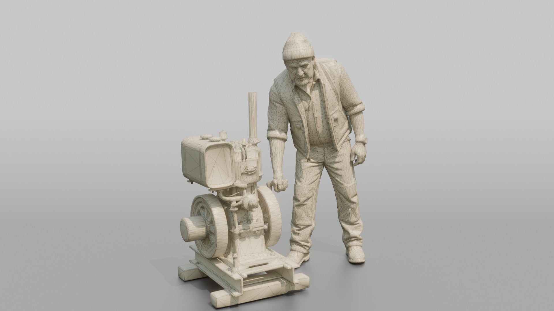 Farmer Starting Older Utility Engine