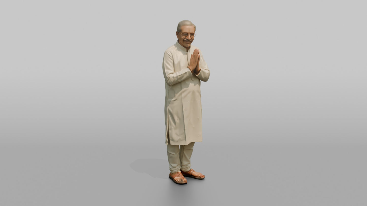 Elderly South Asian Wedding Guest Greeting Warmly
