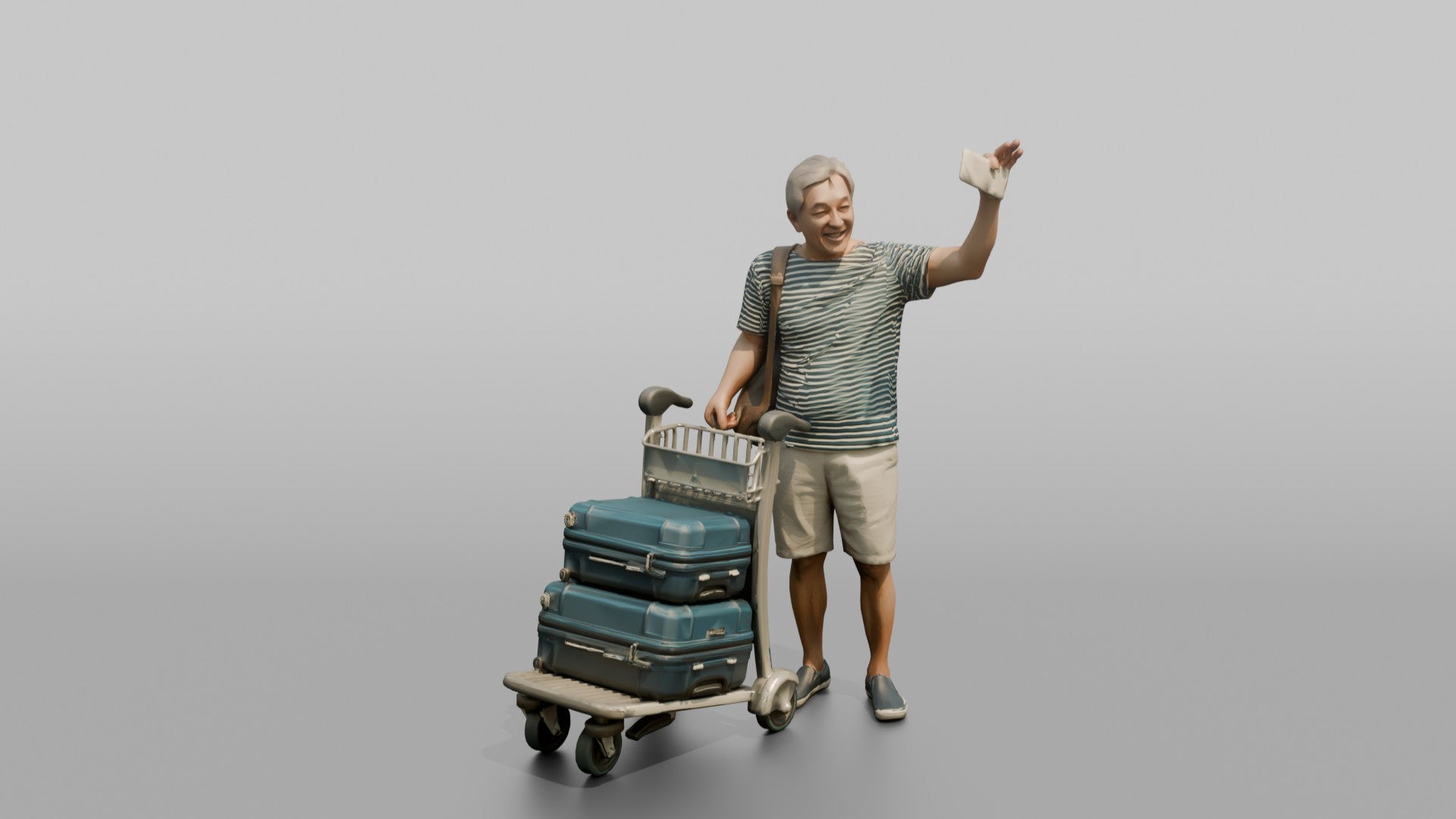Traveler Waving His Boarding Pass