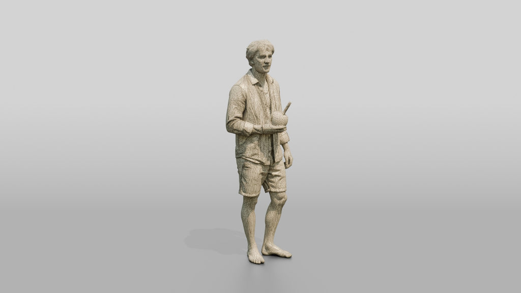 Man with a Drink in Beach Linen