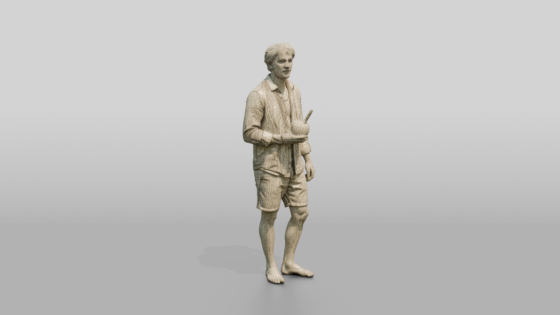 Man with a Drink in Beach Linen