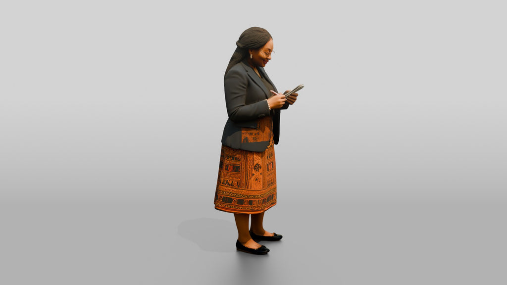 African Woman in a Blazer Checking Receipts