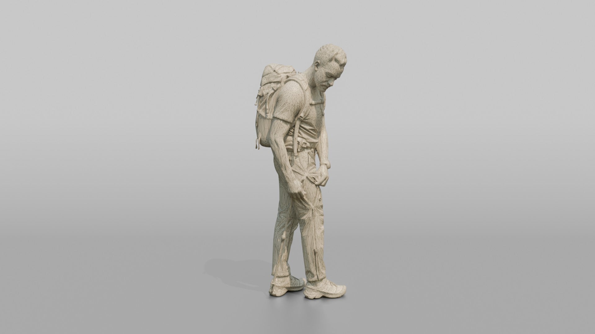 Trekker Unzipping His Trousers Vent
