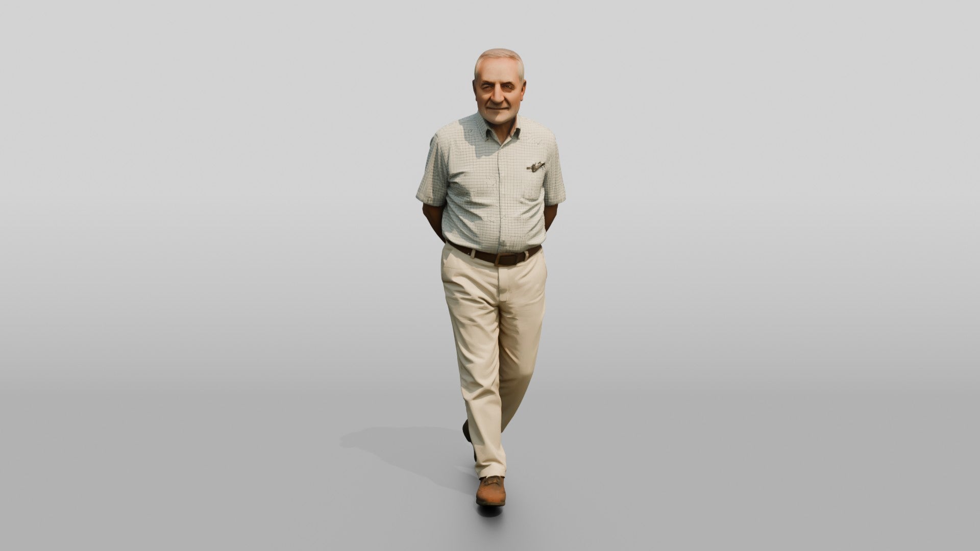Elderly Turkish Man Walking with Hands Behind His Back
