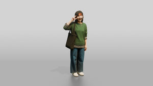 Asian Woman Making a Peace Sign - 3D character model, view 1