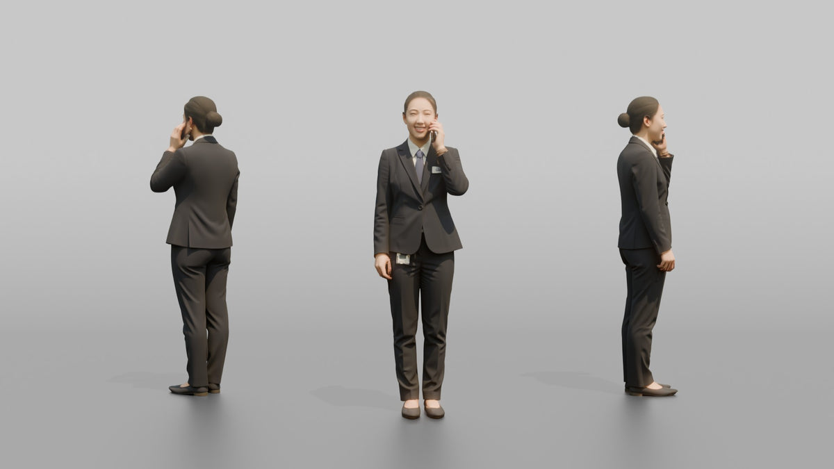 Receptionist Man Holding A Phone To Their Ear - 3D character model, view 1