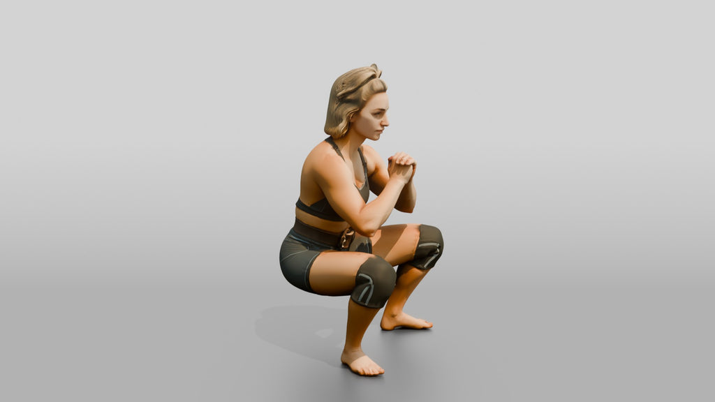 Woman in Squat with Lifting Belt