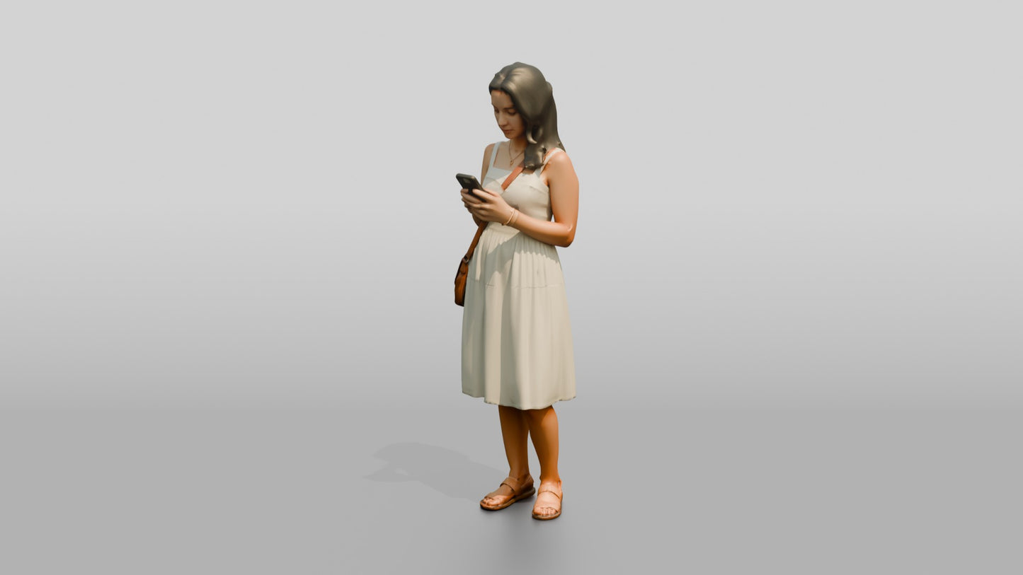 Slender Portuguese Young Woman Checking Her Phone