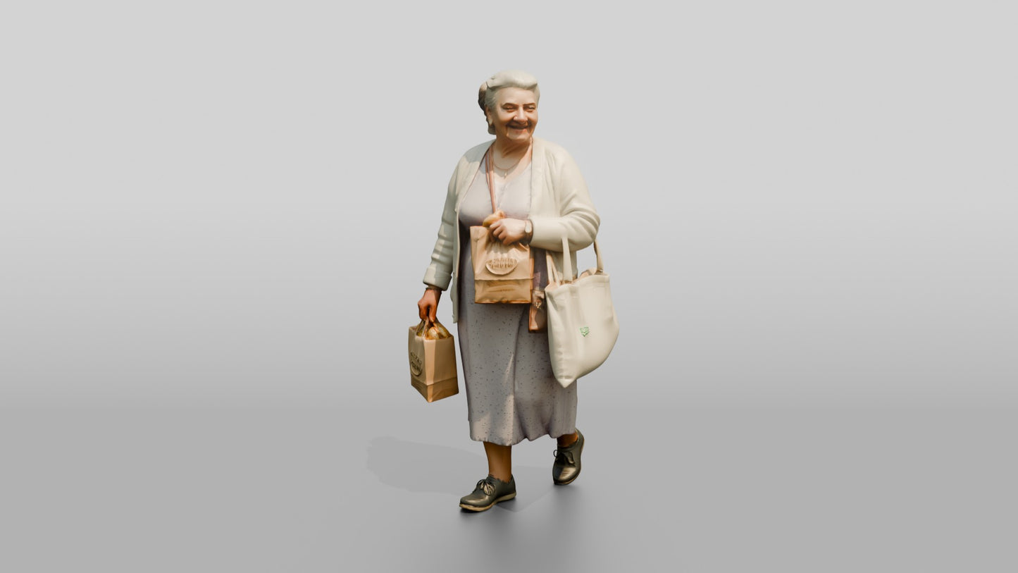 Elderly Curvy Greek Woman Holding Fresh Pastries