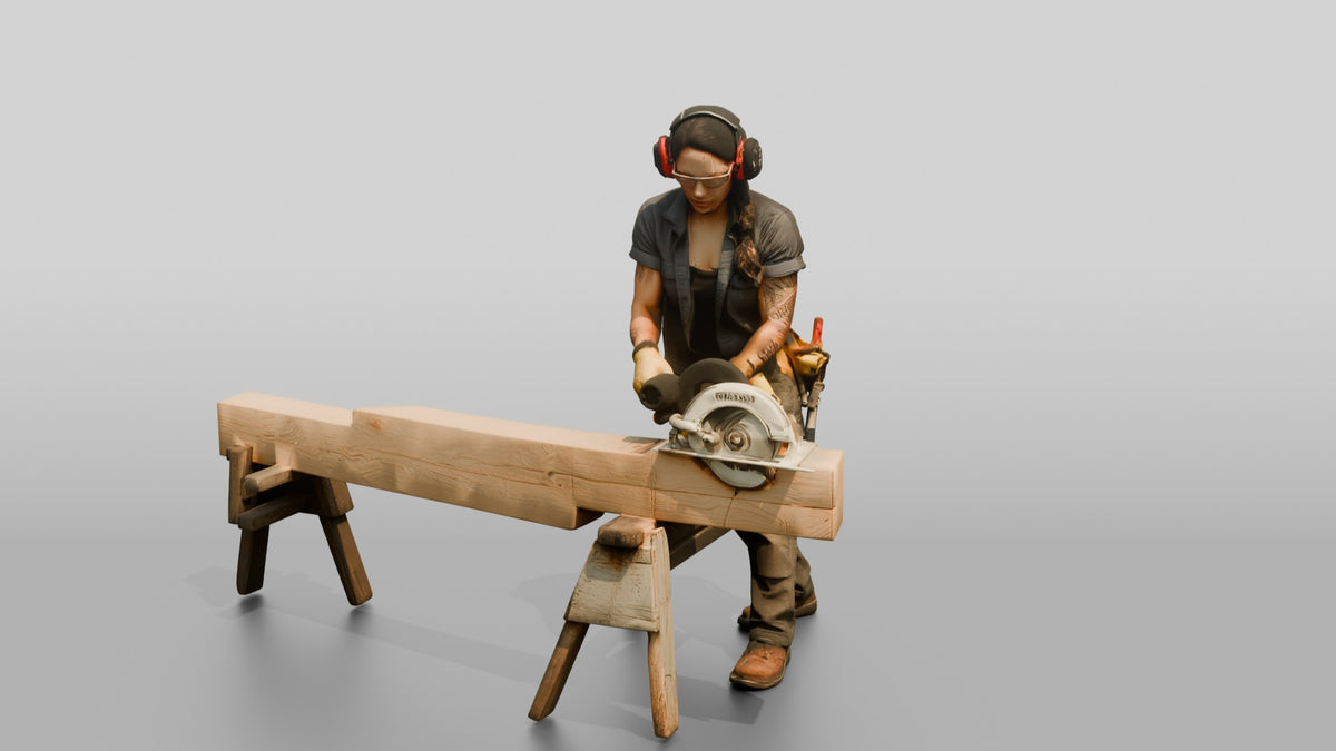 Construction Worker Woman 63 - 3D character model, view 4