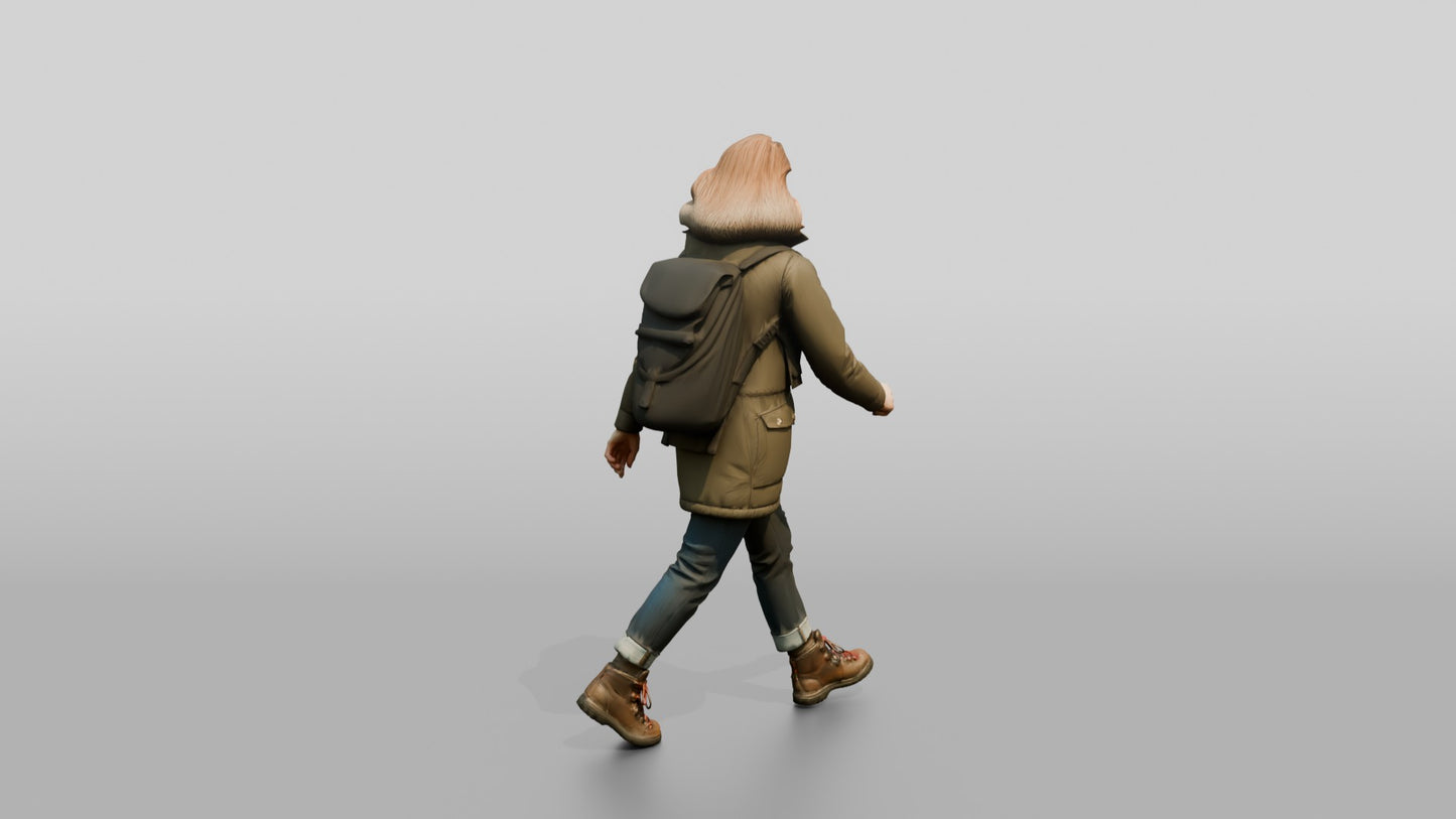 Caucasian Woman in Technical Winter Parka
