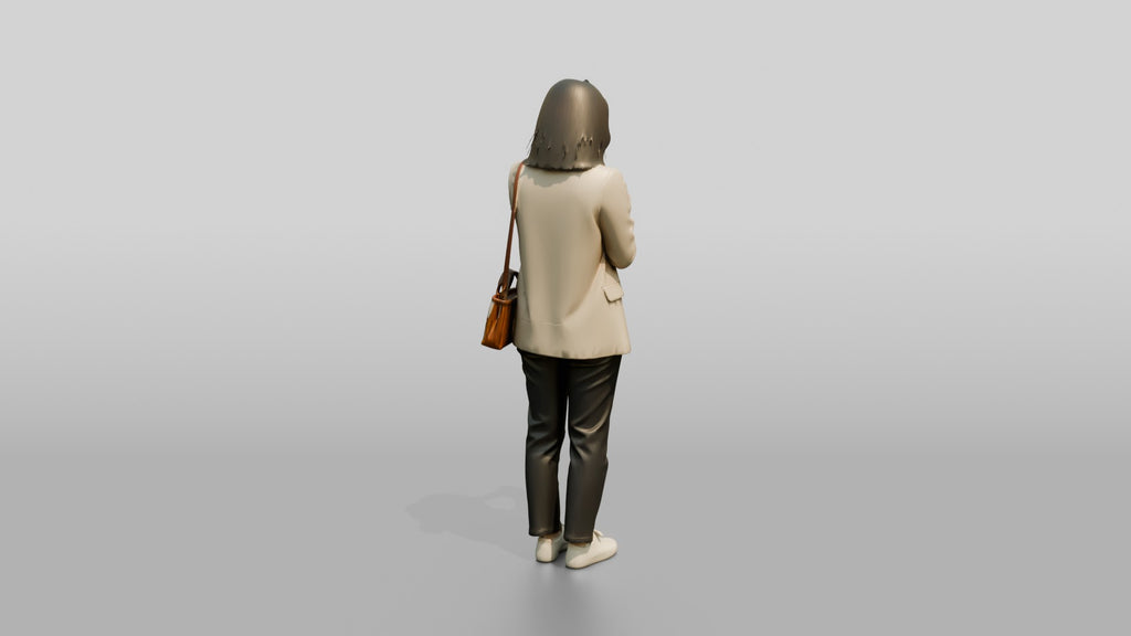Young Asian Woman Holding Coffee Cup with Crossbody Bag