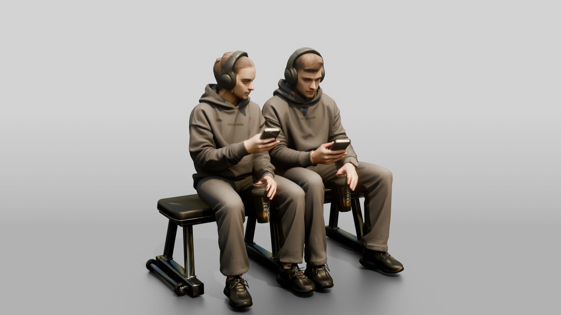 Two Men Sitting on Gym Bench