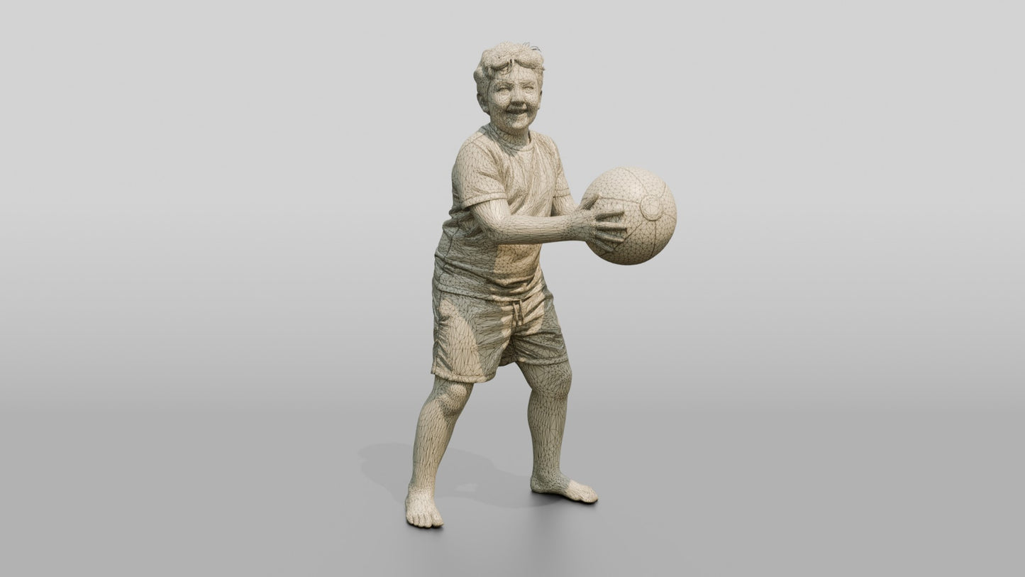 Plus-Size Cypriot Boy Holding an Inflatable Beach Ball
