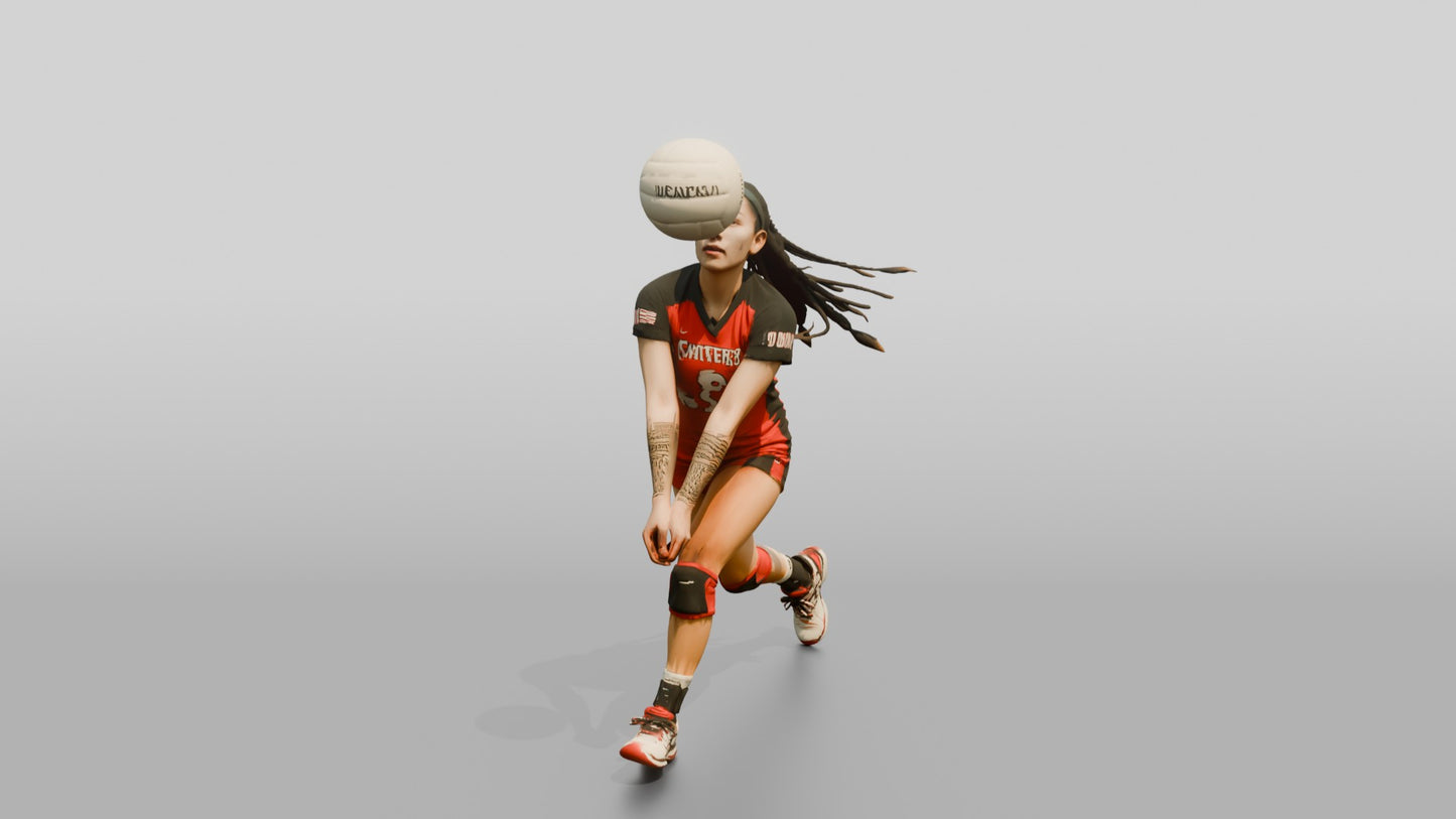 Female Volleyball Player in Red and Black Kit