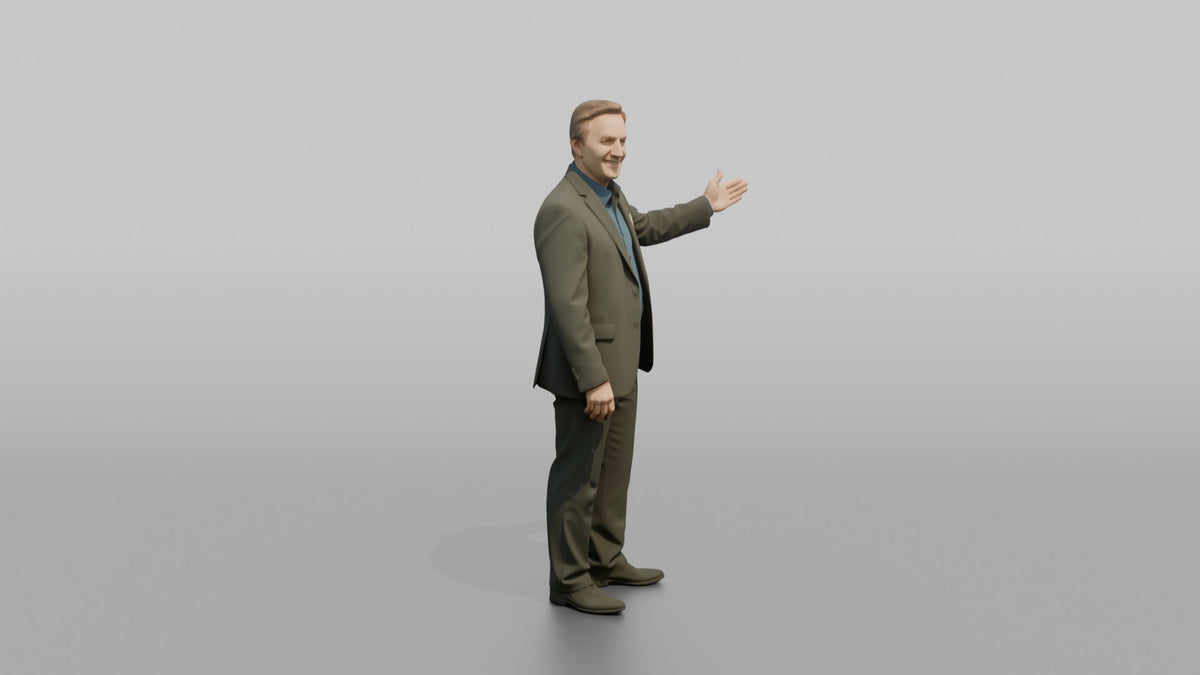 Host Man Gesturing Toward A Table, Arm Extended - 3D character model