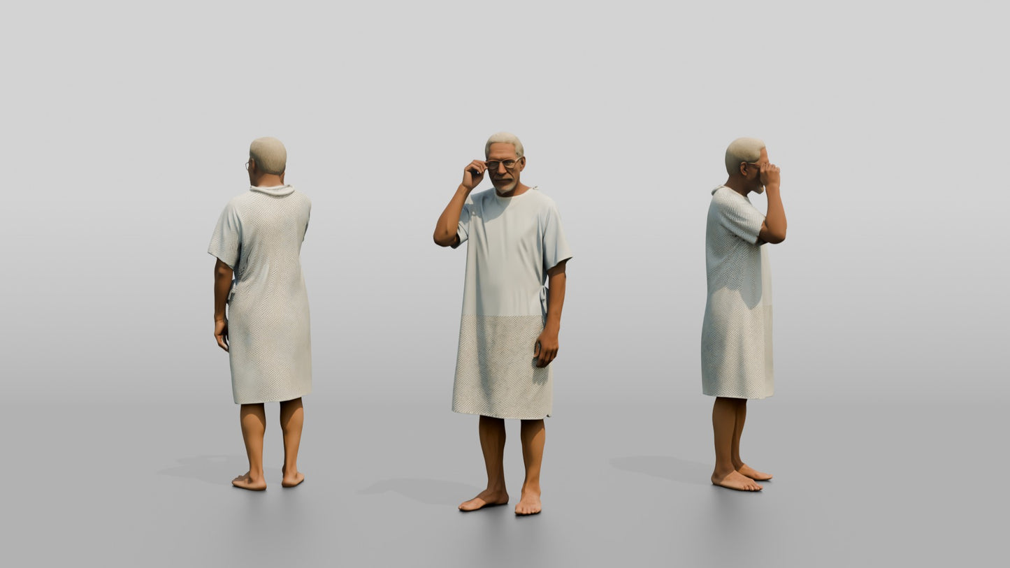 Elderly Man Patient Adjusting His Glasses