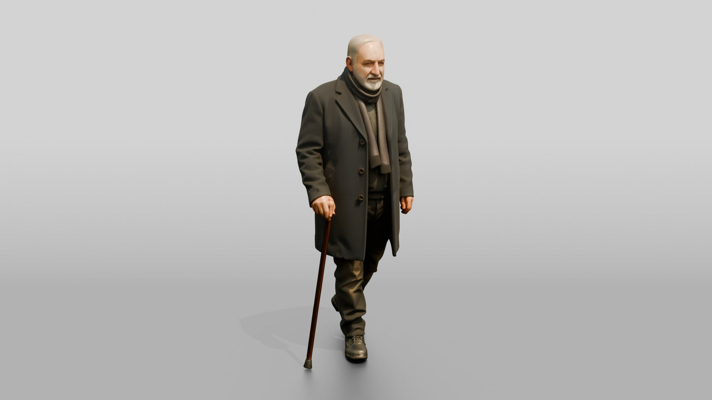 Elderly Middle Eastern Man in Wool Coat