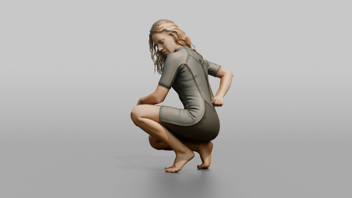 Surfer Adjusting Her Wetsuit Zip