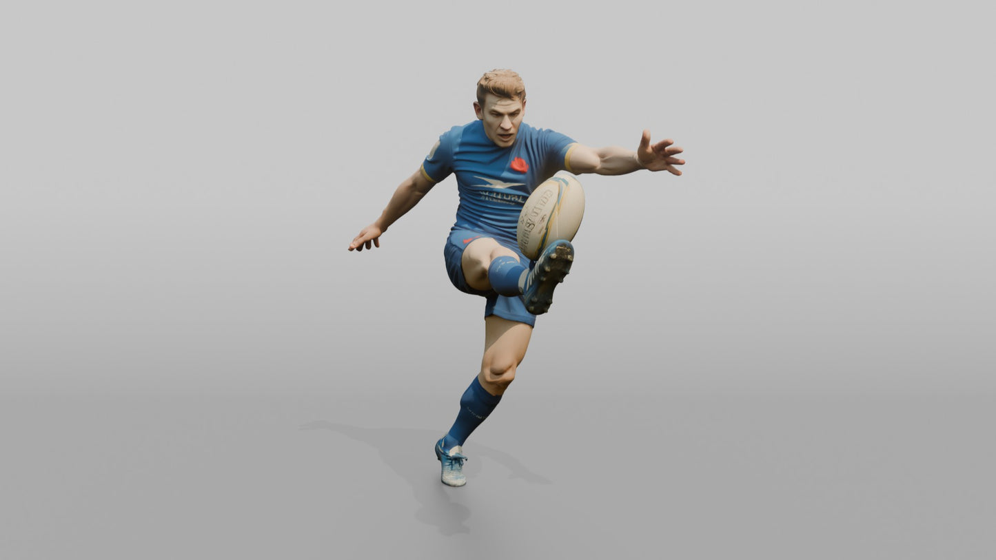 French Fly-Half Executing a Spiral Kick
