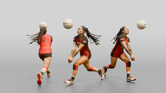 Female Volleyball Player in Red and Black Kit