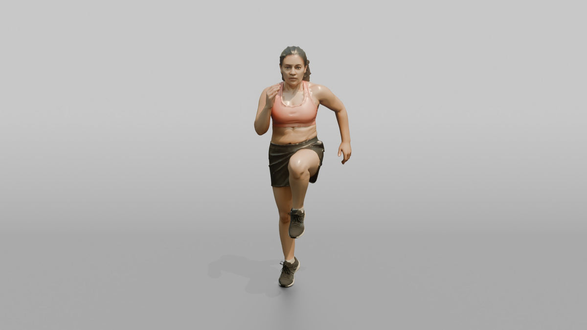 Cardio Athlete Woman Doing High Knees In Place - 3D character model, view 5