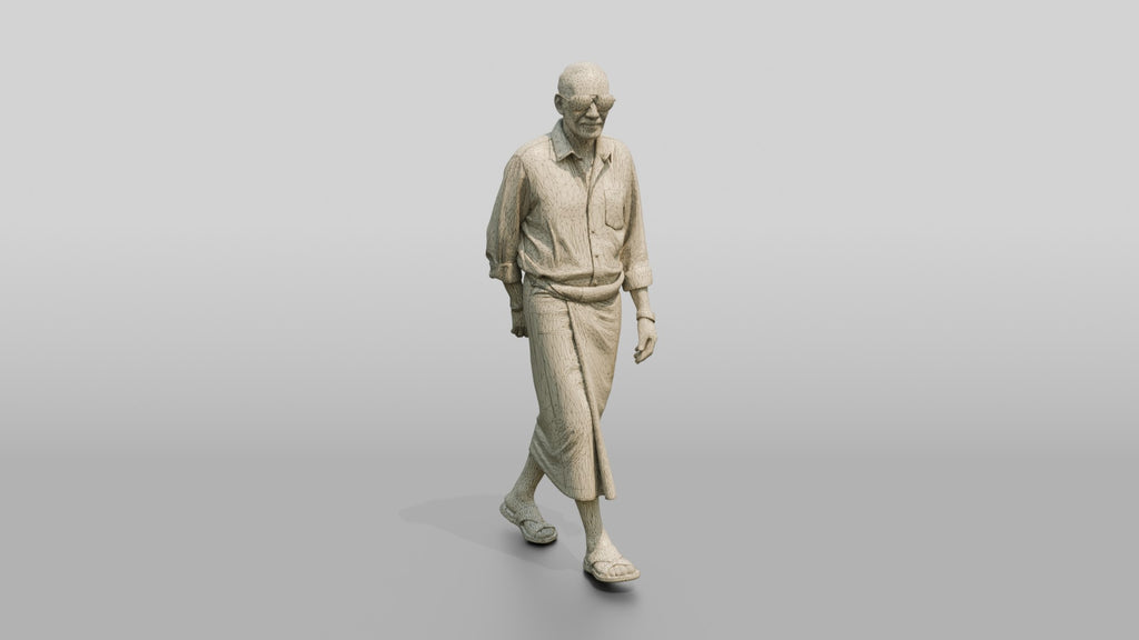 Elderly African Man Walking with Hands Clasped Behind His Back