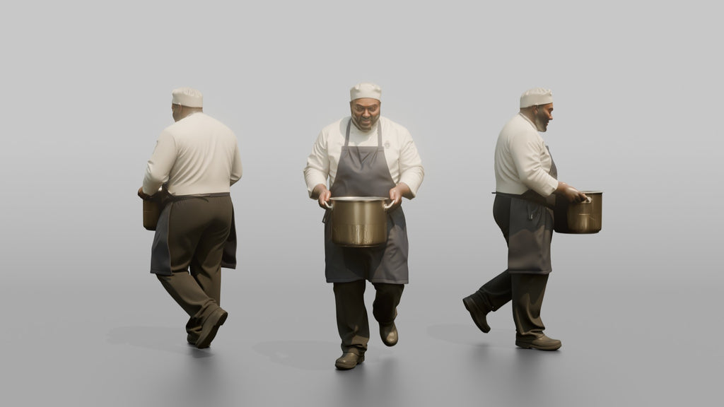 Ship's Chef Carrying a Steaming Pot Through the Galley