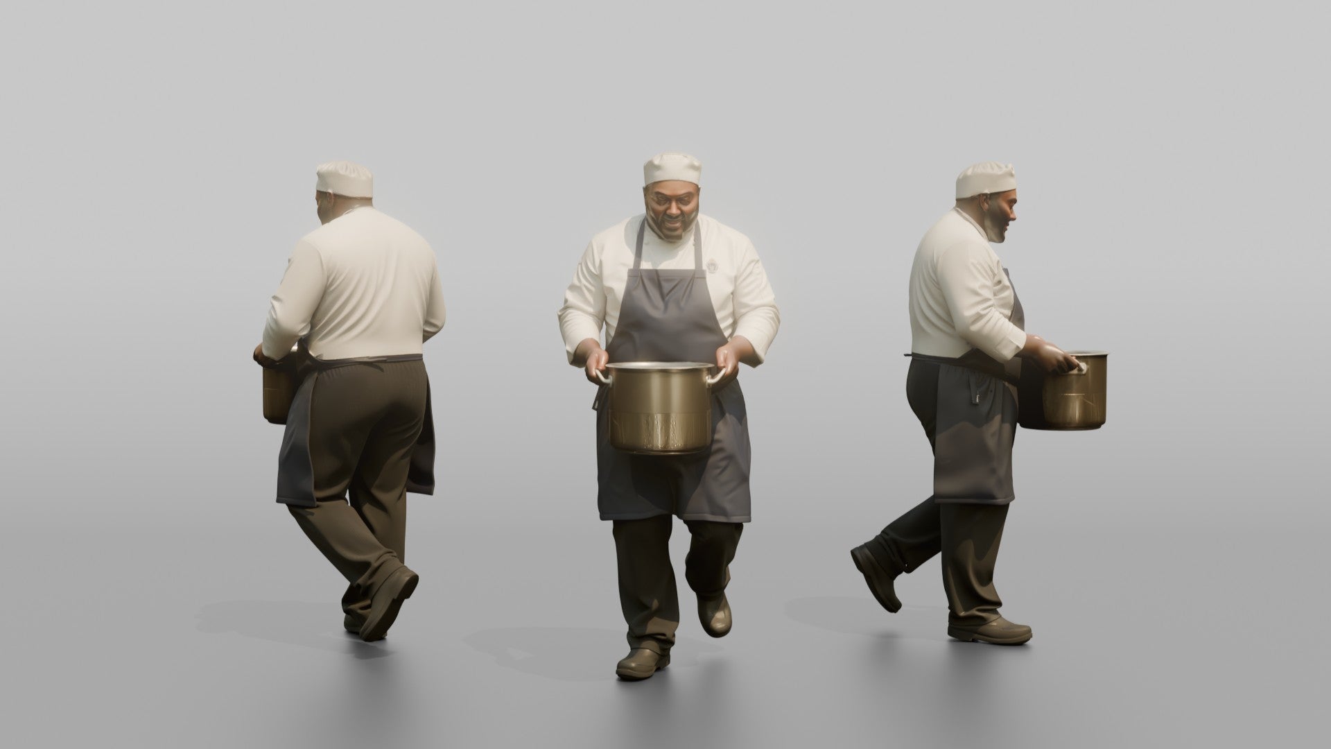Ship's Chef Carrying a Steaming Pot Through the Galley