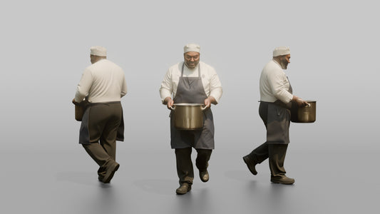 Ship's Chef Carrying a Steaming Pot Through the Galley