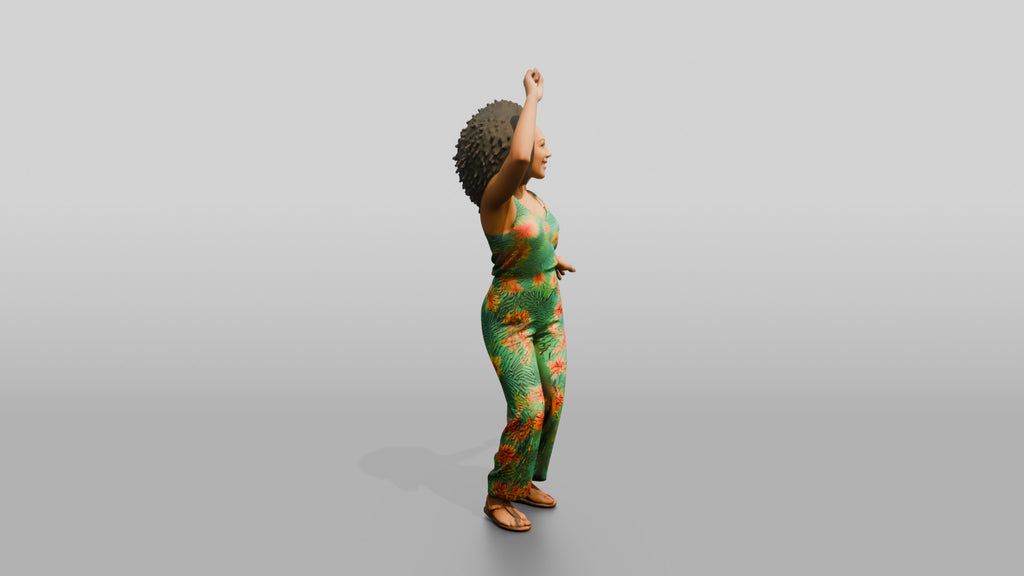 Woman Dancing in a Green Jumpsuit