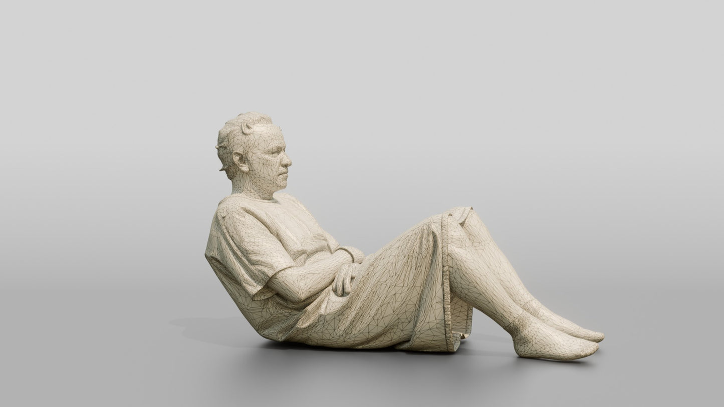 Elderly Man Patient Reclining with Arms Crossed