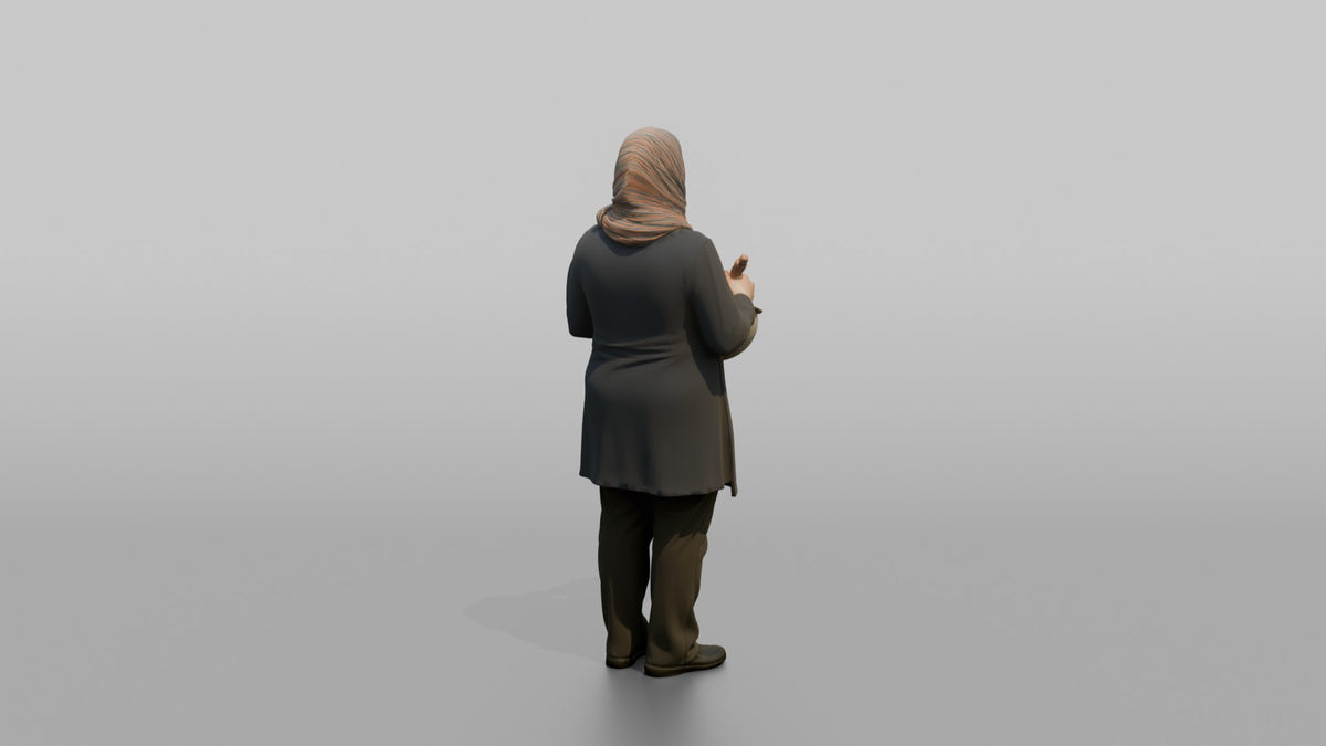 Mother Holding A Whisk Over A Mixing Bowl - 3D character model, view 3