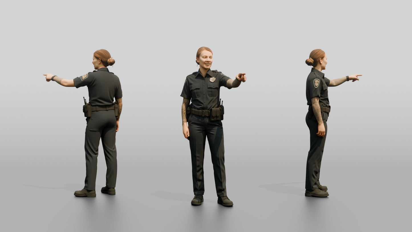 Tattooed Female Police Officer Pointing