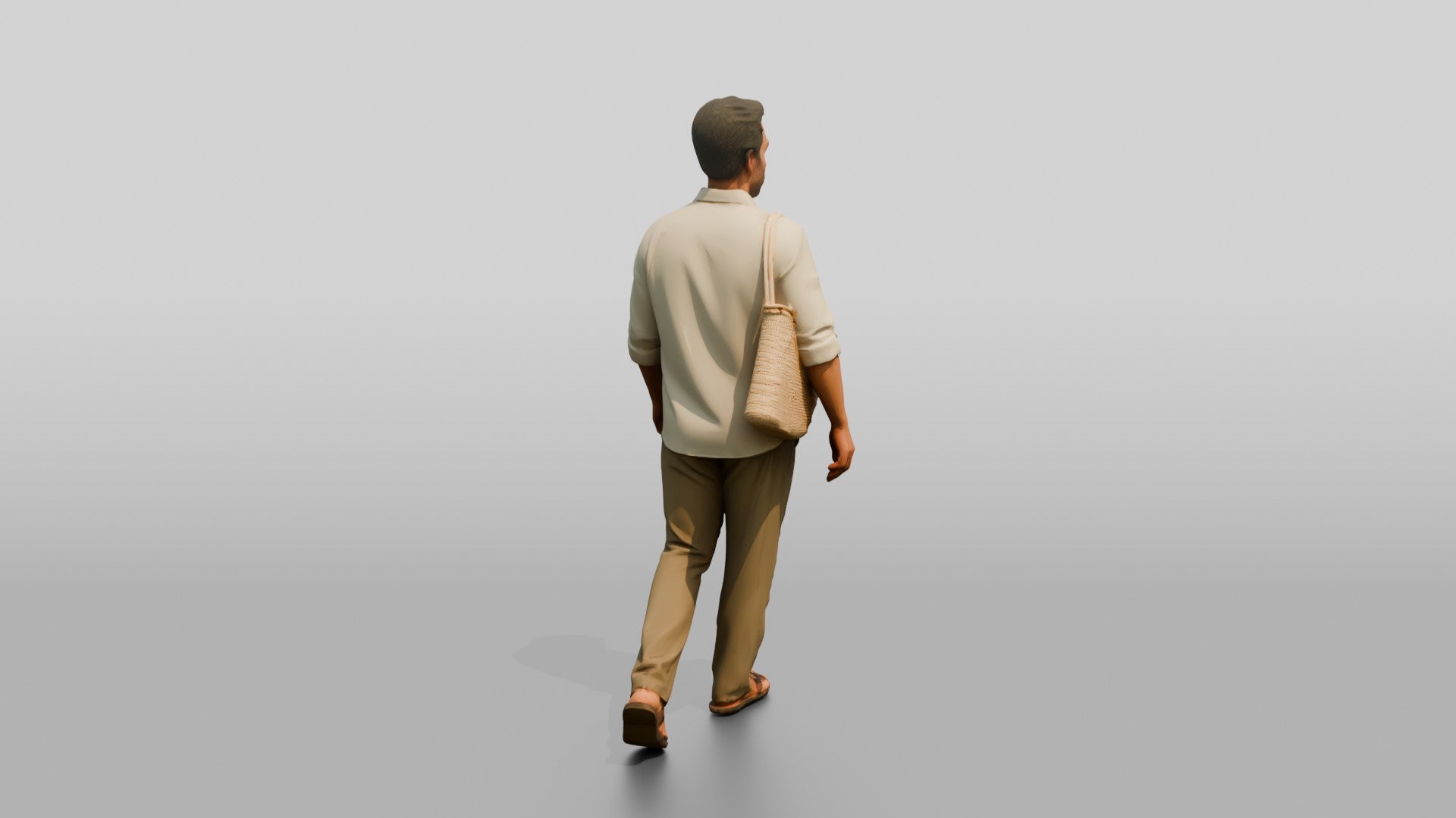 Slim Middle-Aged Syrian Man Walking Through a Market